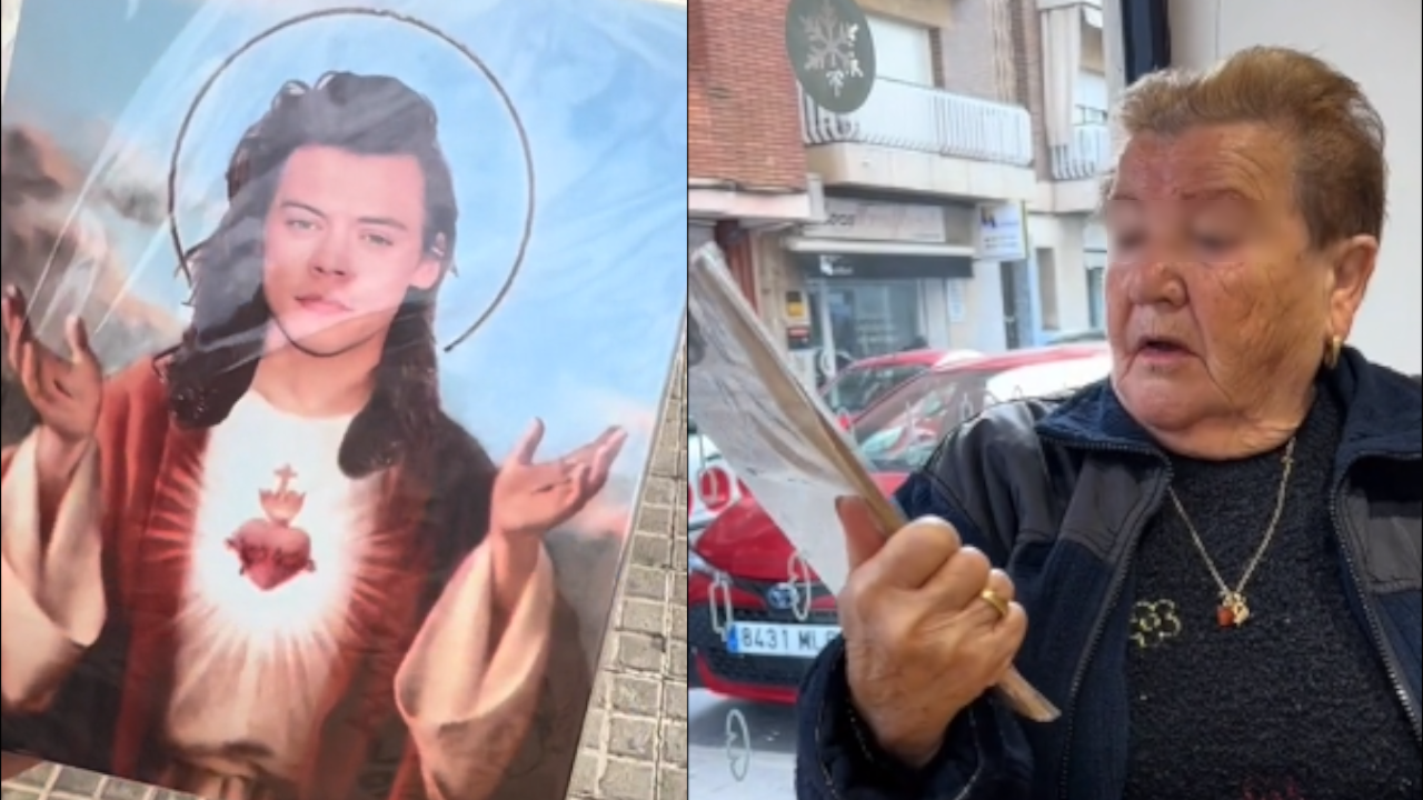 Nieta les regaló a sus abuelos un cuadró de supuesto santo