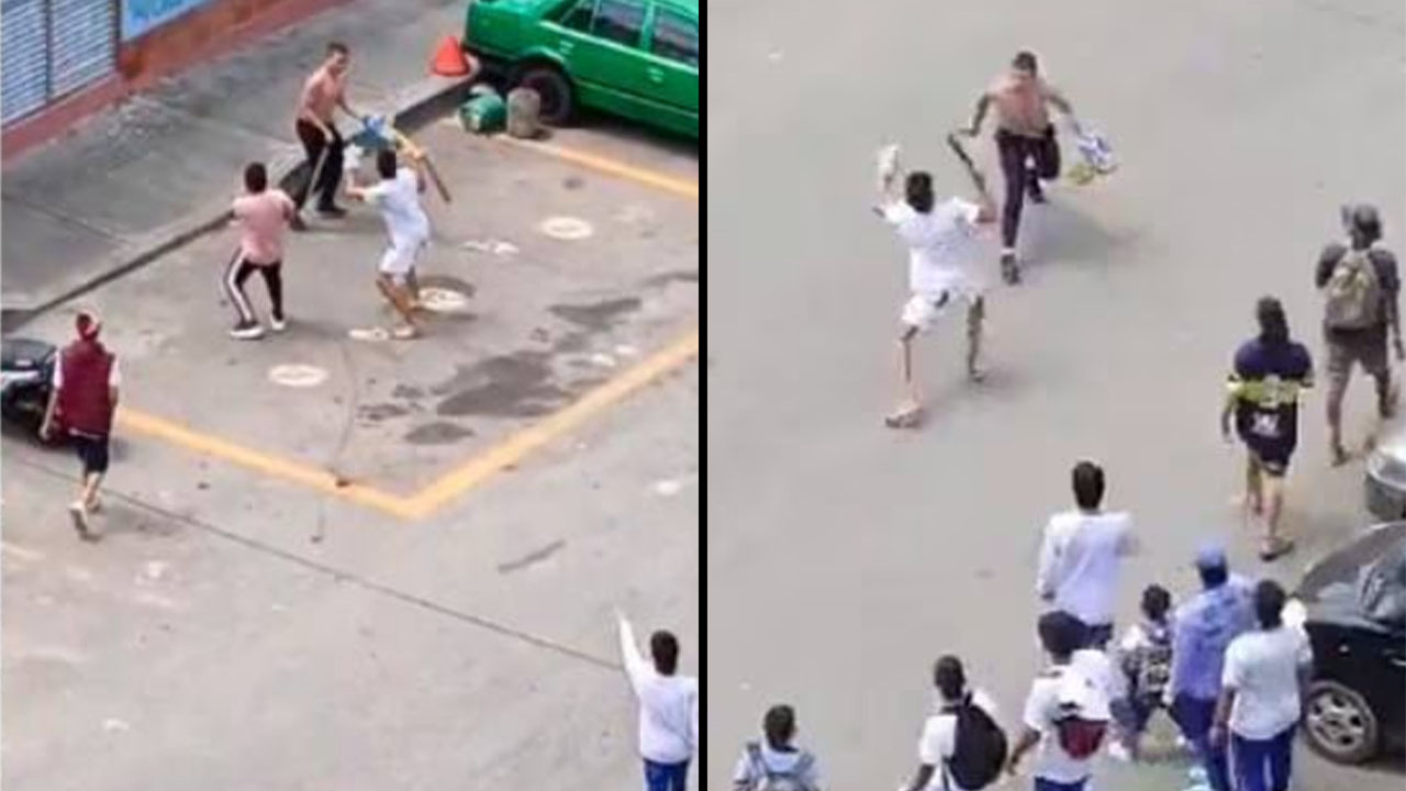 estudiantes se enfrentaron a machete en la salida de un colegio de Bucaramanga