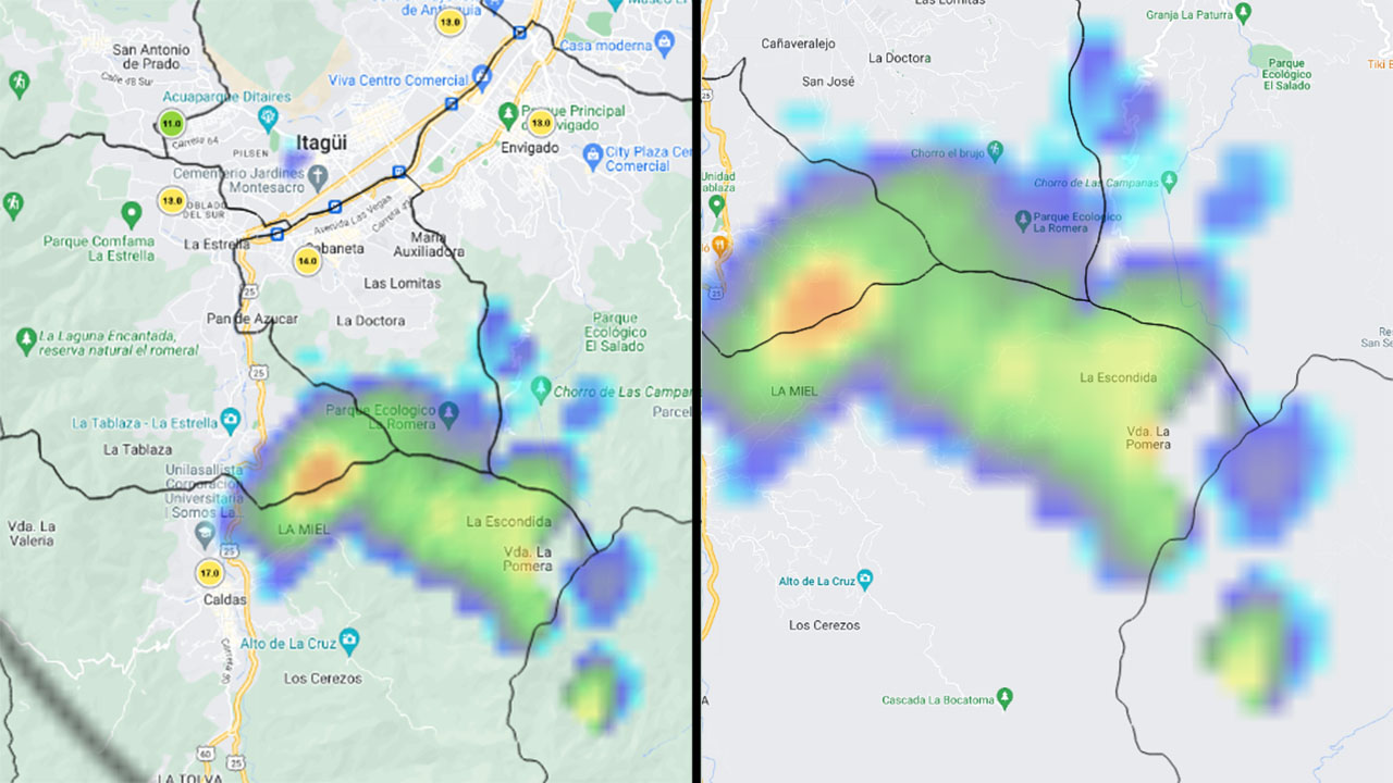 ¡'El agua va bajando'! Iniciaron las lluvias en estos tres municipios del sur del Valle de Aburrá