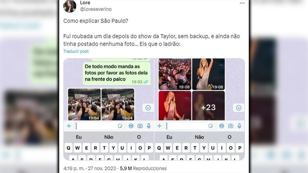 ladrón de celular le envío las fotos del concierto de Taylor Swift
