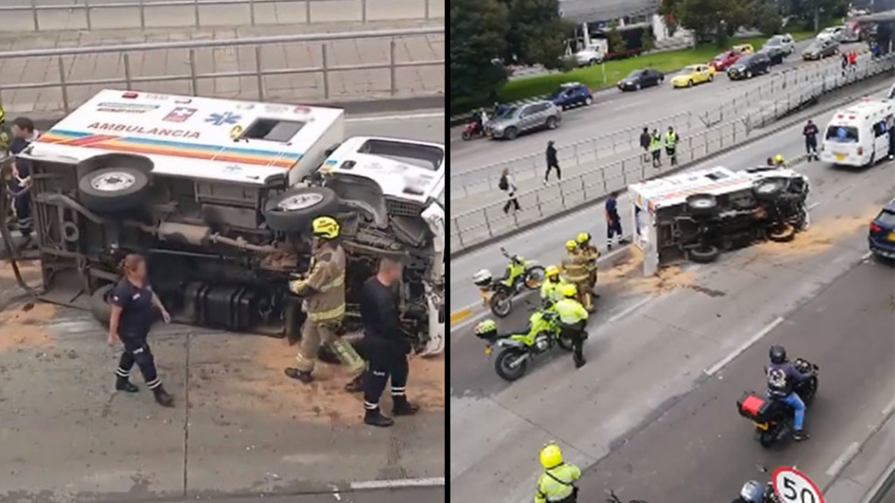 Ambulancia chocó contra un tractocamión en Bogotá