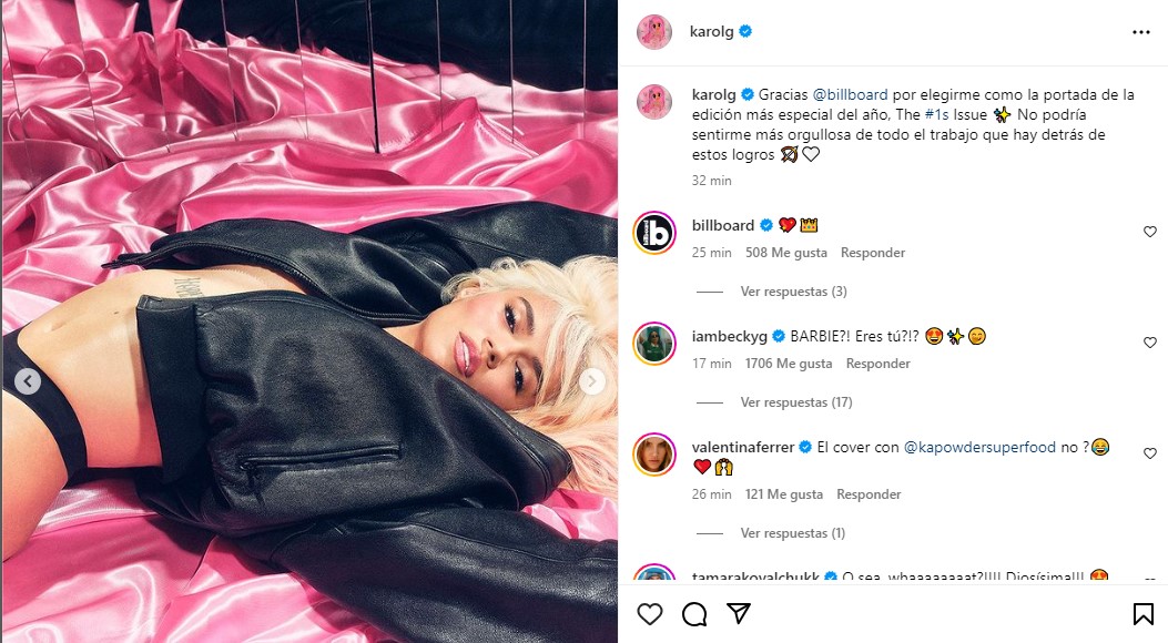 Foto captura Instagram de Karol G