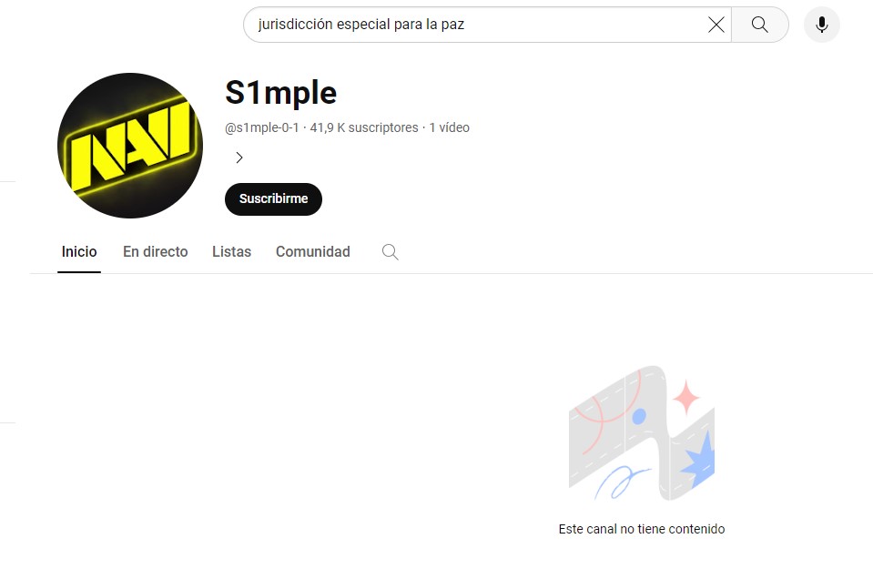 Foto captura del Canal de Youtube de la JEP al momento del Hackeo
