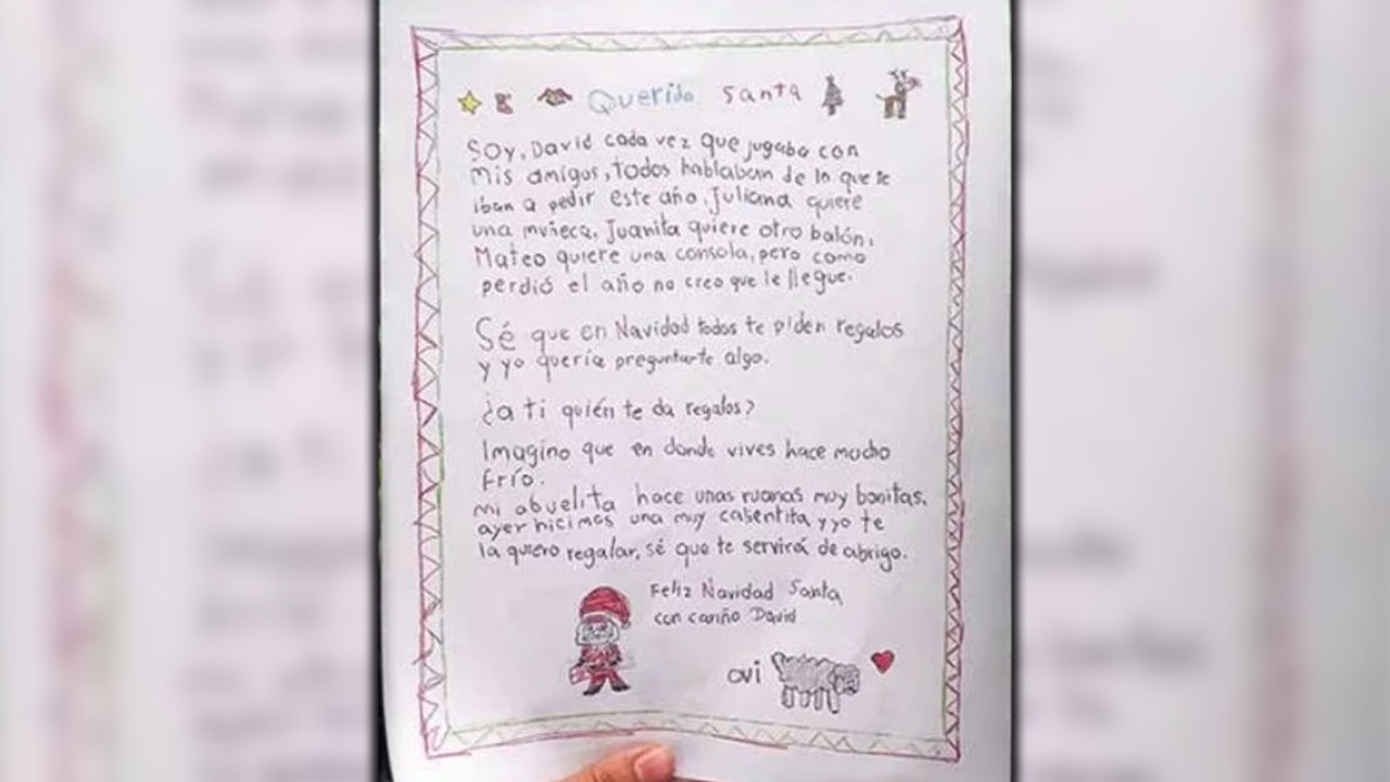 Carta a Papá Noél de un niño de 8 años: ¿A ti quién te da regalos?