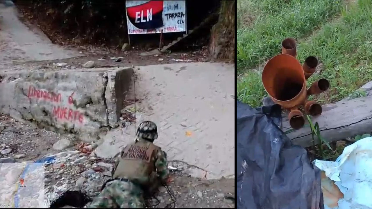 Encuentran una bandera del ELN con explosivos en zona rural de Antioquia