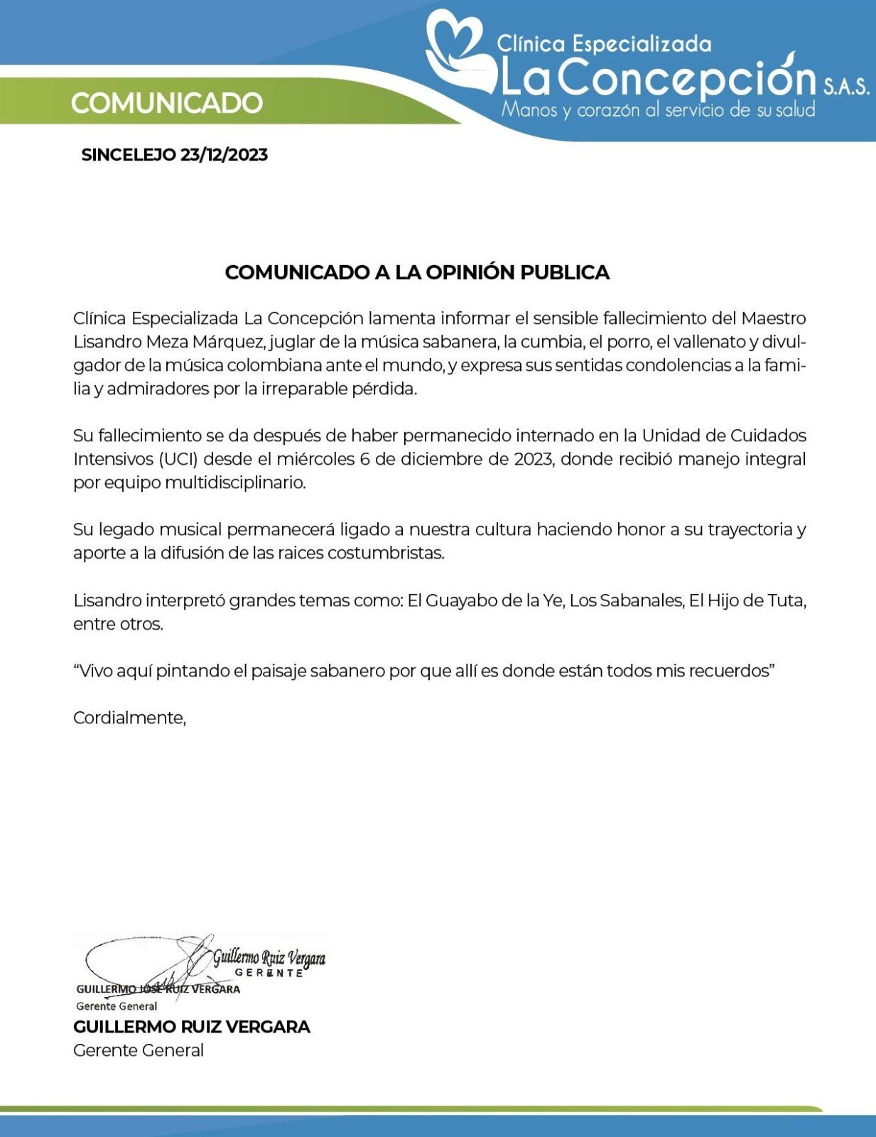 'Se va un icono de la música colombiana': Muere el juglar Lisandro Meza Márquez a sus 86 años