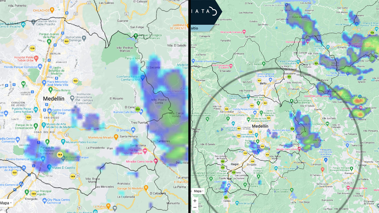 Hay una nube muy grande en El Poblado, empezó a llover en Medellín