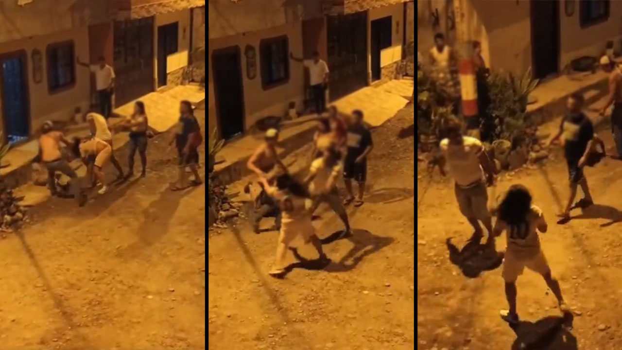 Indignación en redes por VIDEO de dos borrachos golpeando a dos mujeres en Charalá (Santander)