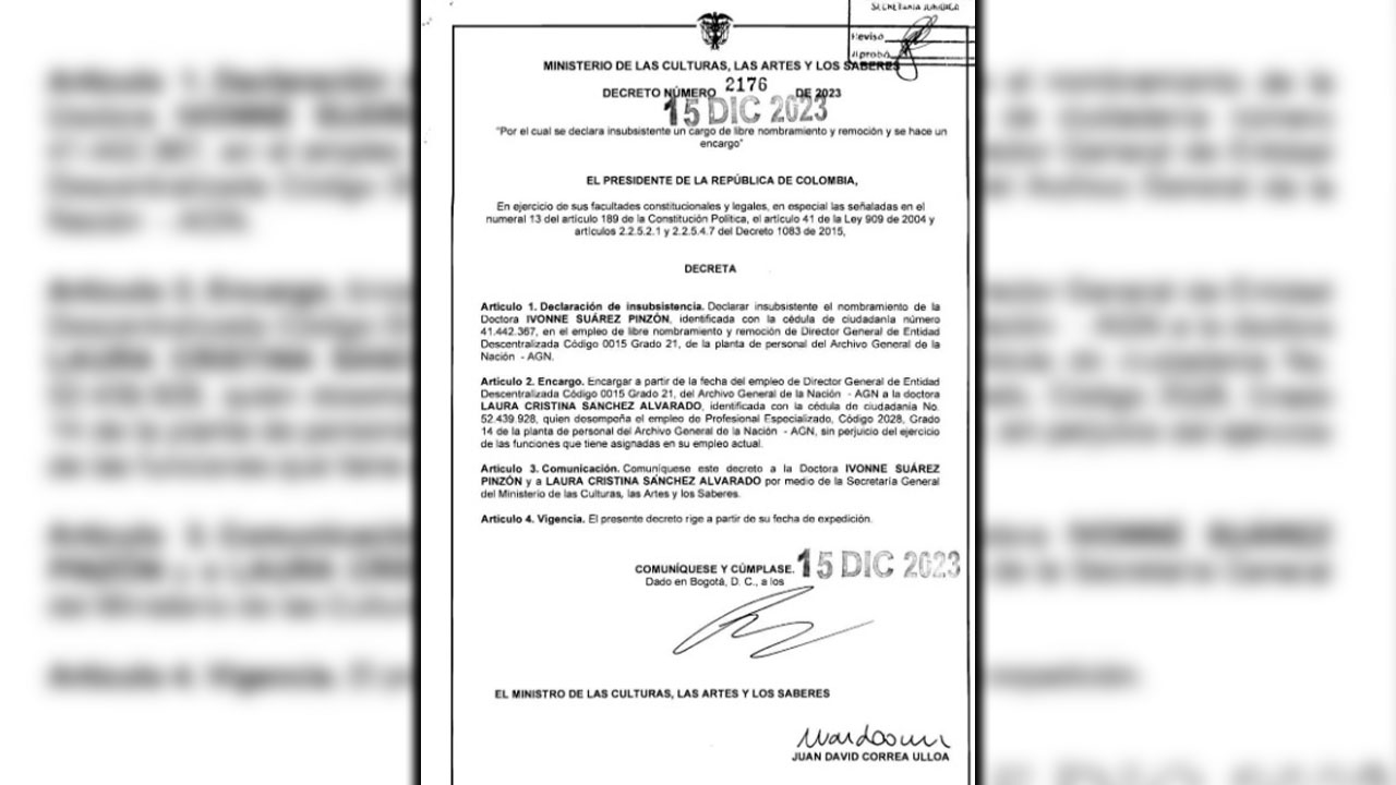 Directora del Archivo General, Ivonne Suárez Pinzón, fue declarada insubsistente