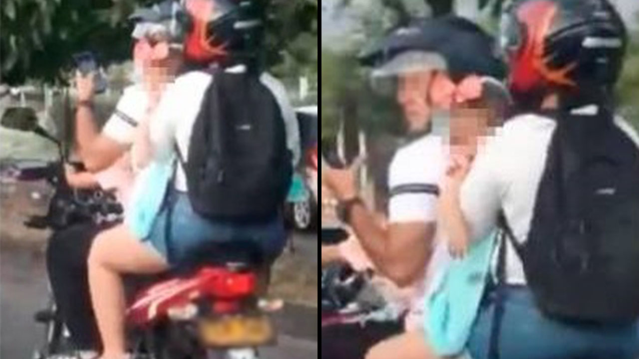 Motociclista con dos menores chateando causa indignación