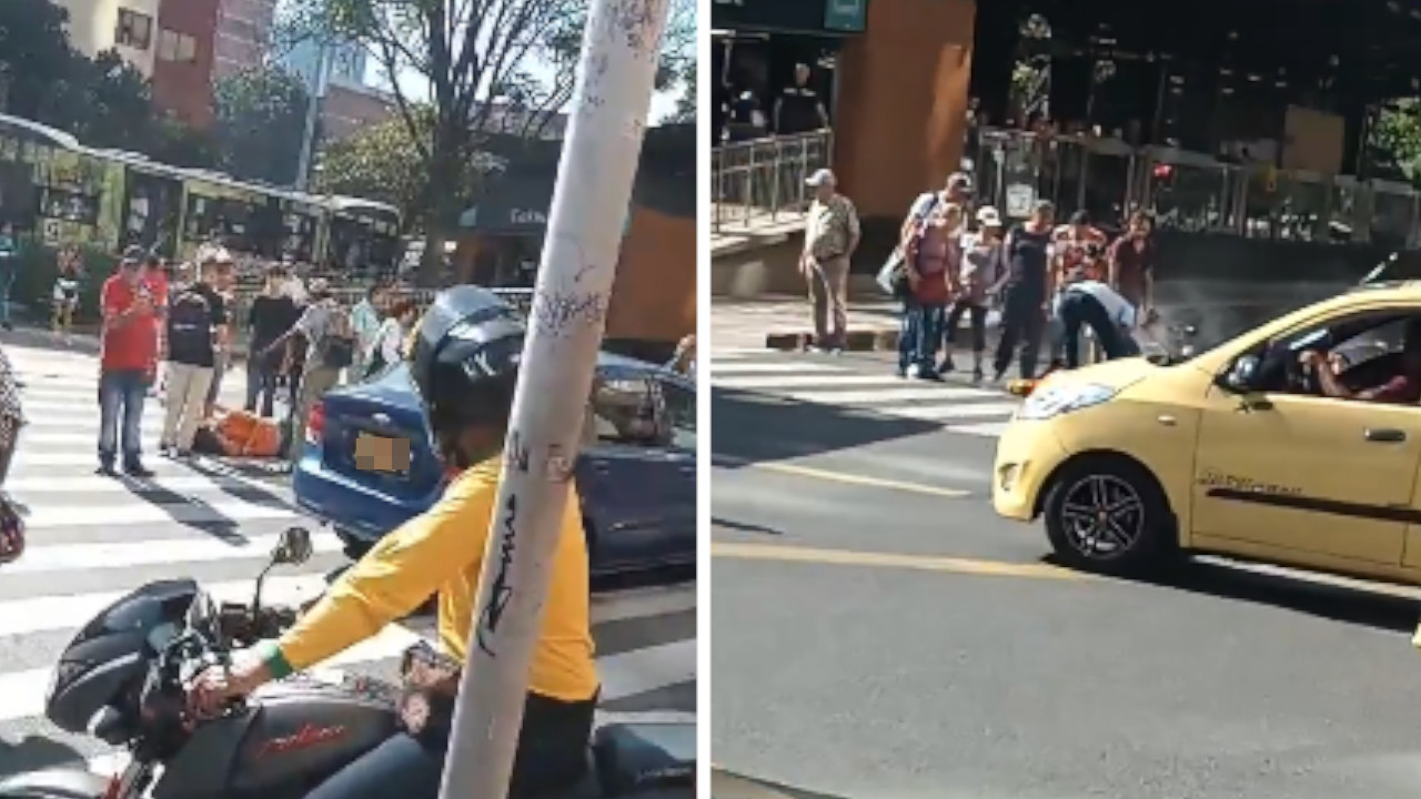 Motociclista quedó en el suelo tras ser arrollado por un bus