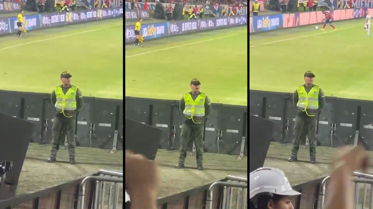 Policía no aguantó y terminó cantando con la hinchada del rojo