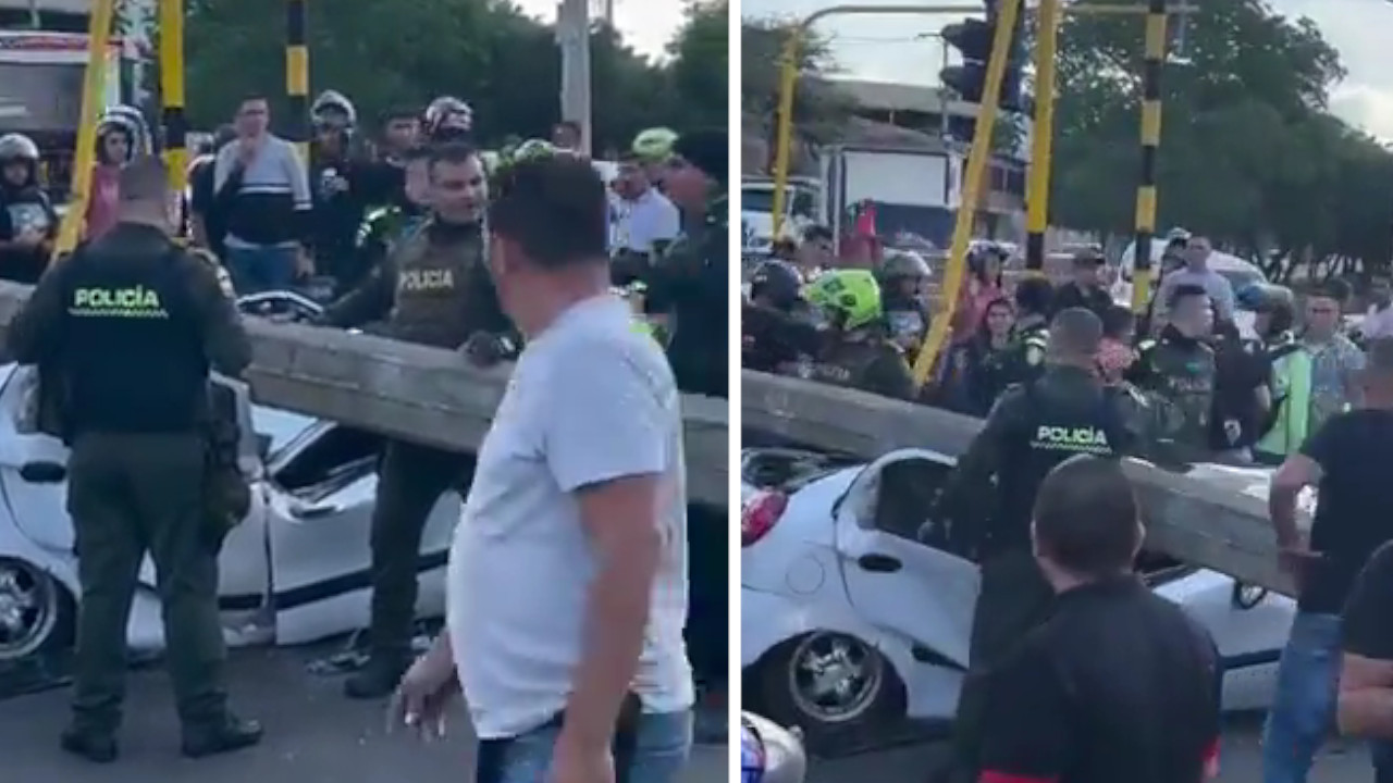 Poste aplastó a un vehículo en la vía que conduce al aeropuerto de Cúcuta