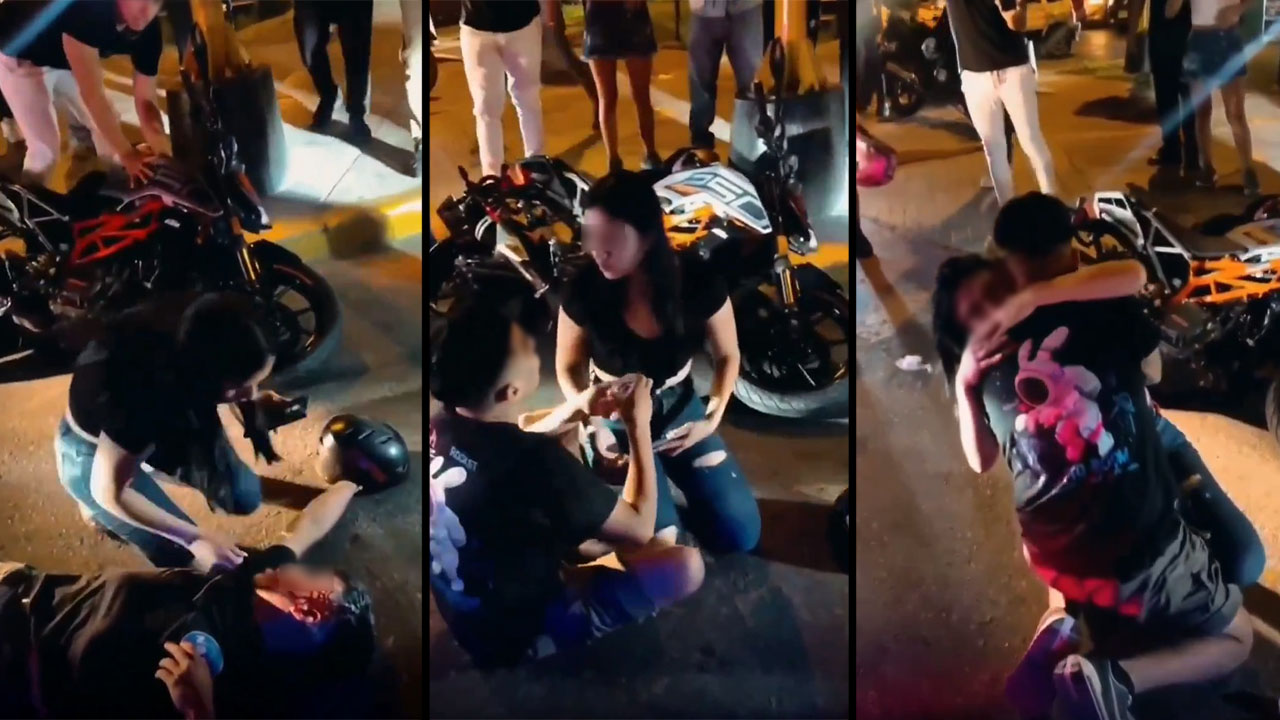 Para pedir matrimonio, motociclista aprovechó 'trágico accidente'