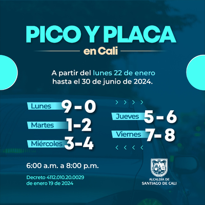 Tenga en cuenta que vuelve el Pico y Placa en Cali