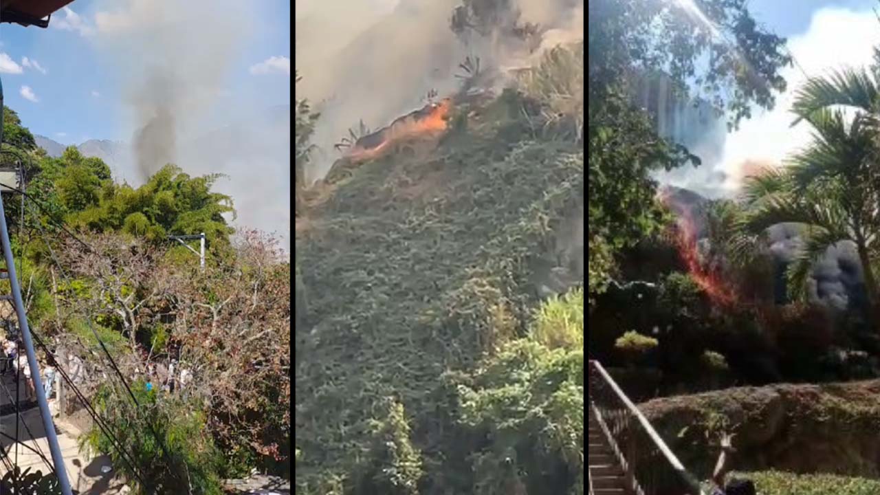 VIDEO. Fuerte incendio en zona boscosa del sector Rincón del Bosque, Bello