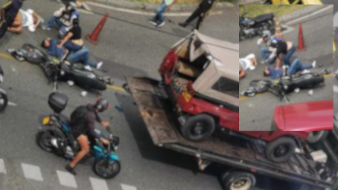 Dos heridos por choque entre moto y una grúa en La carrera 70 
