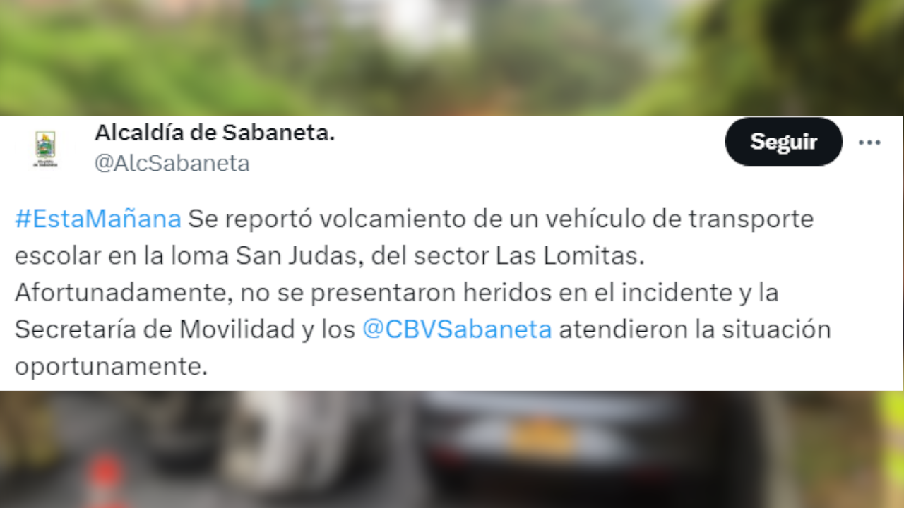 Dos volcamientos de buses escolares en Sabaneta y El Poblado 