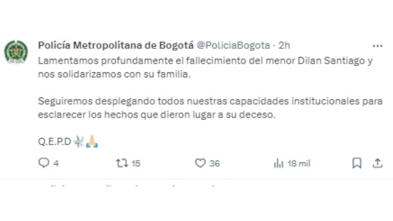 Alcalde Galán se pronunció tras muerte de Dilan Santiago Castro