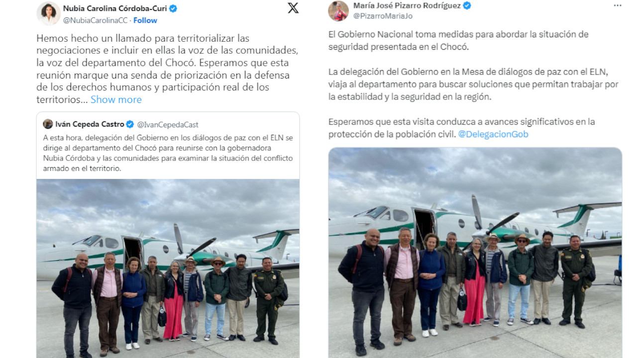 Delegación del Gobierno en mesa con el Eln se reunirá con la gobernadora del Chocó