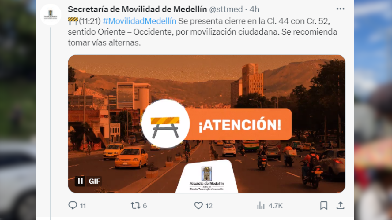 Marcha en Medellín: cierre en la Autopista Norte por la Fiscalía