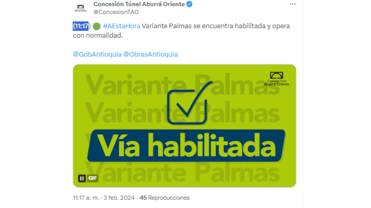 Variante Palmas se encuentra habilitada tras fuerte choque