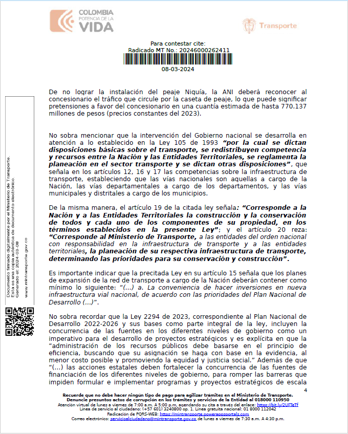 MinTransportes negó al Gobernador de Antioquia ceder vías 4G para que el departamento las termine