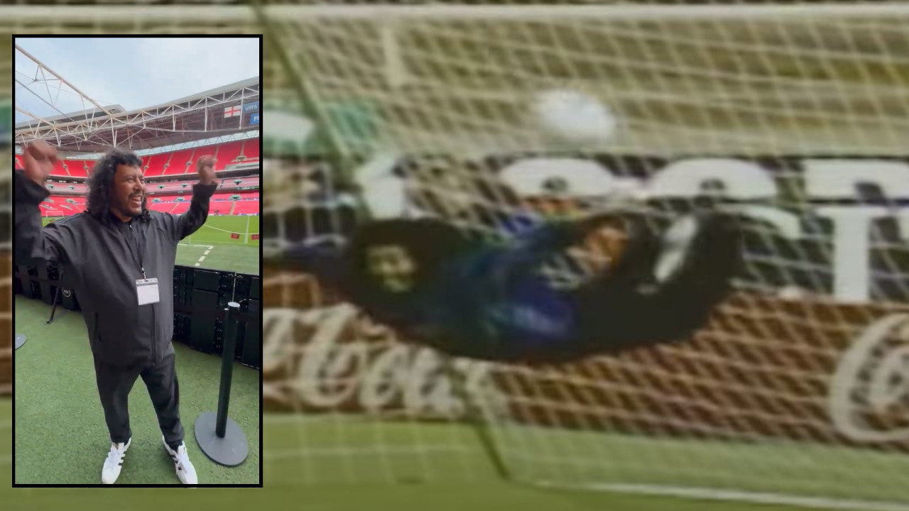 ¡Se le metió un ‘escorpión’ en el ojo!: René Higuita volvió al estadio de Wembley