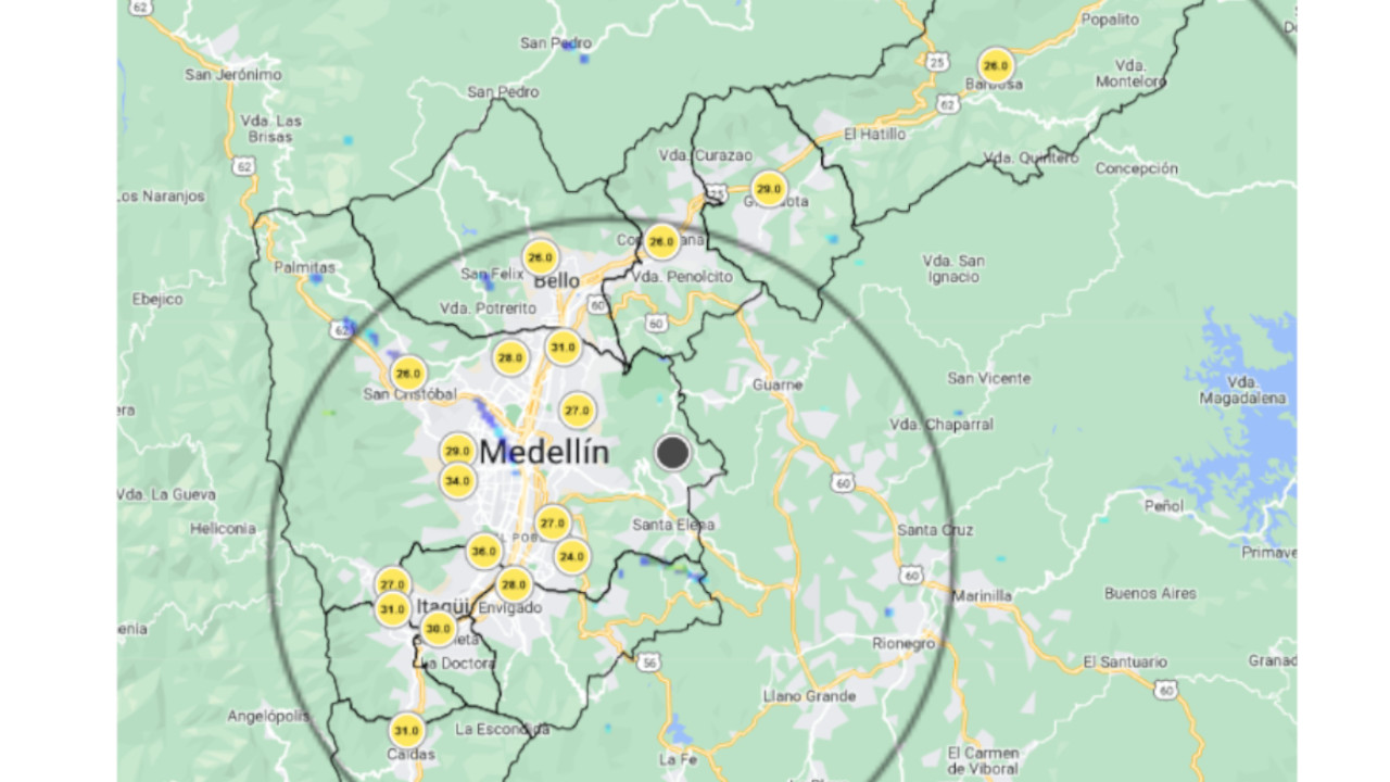 Calidad del aire en Medellín: todas las estaciones en amarillo