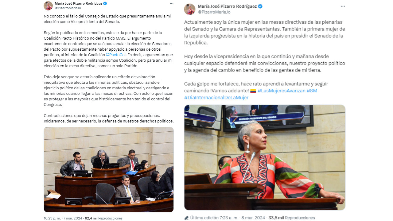 Consejo de Estado tumbó elección de María José Pizarro como vicepresidenta del Senado