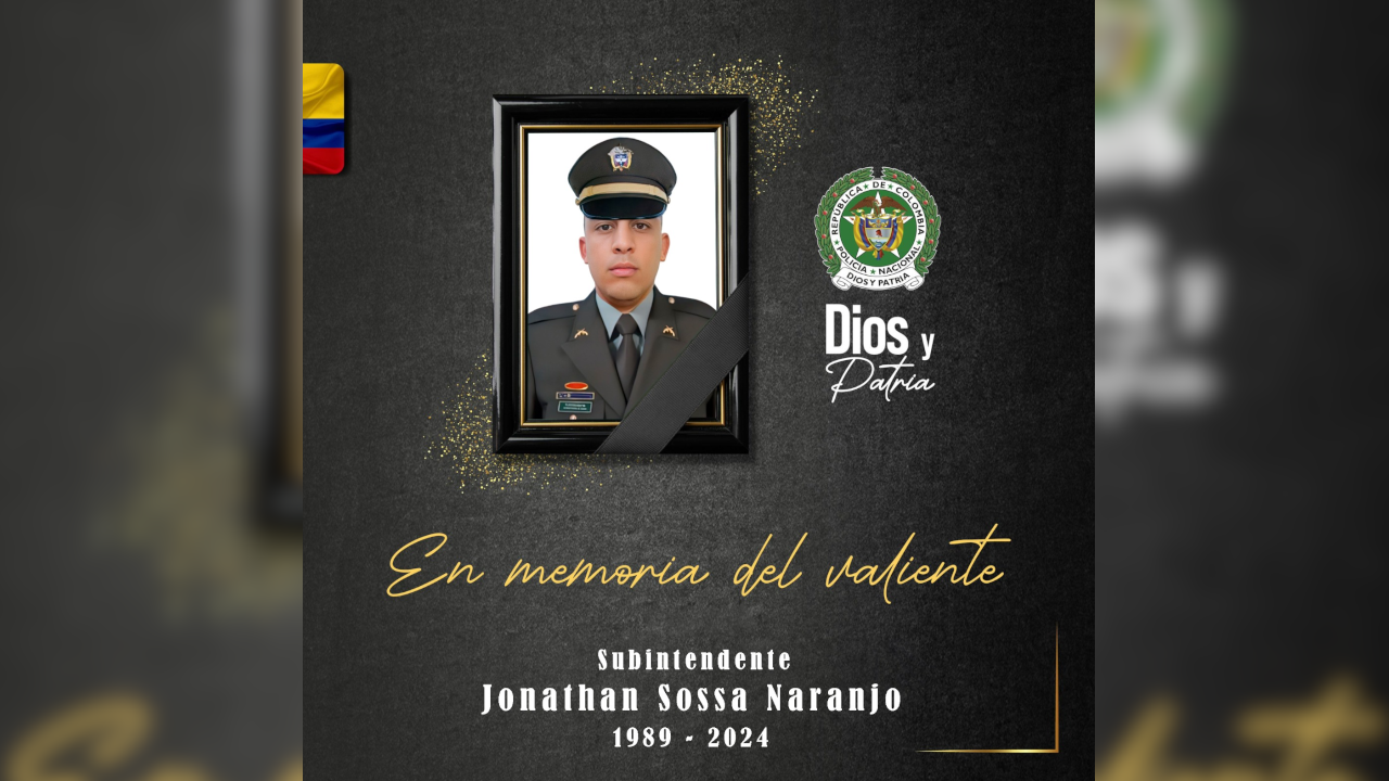 Subintendente Jonathan Sossa murió contra el 'Clan Oriente'