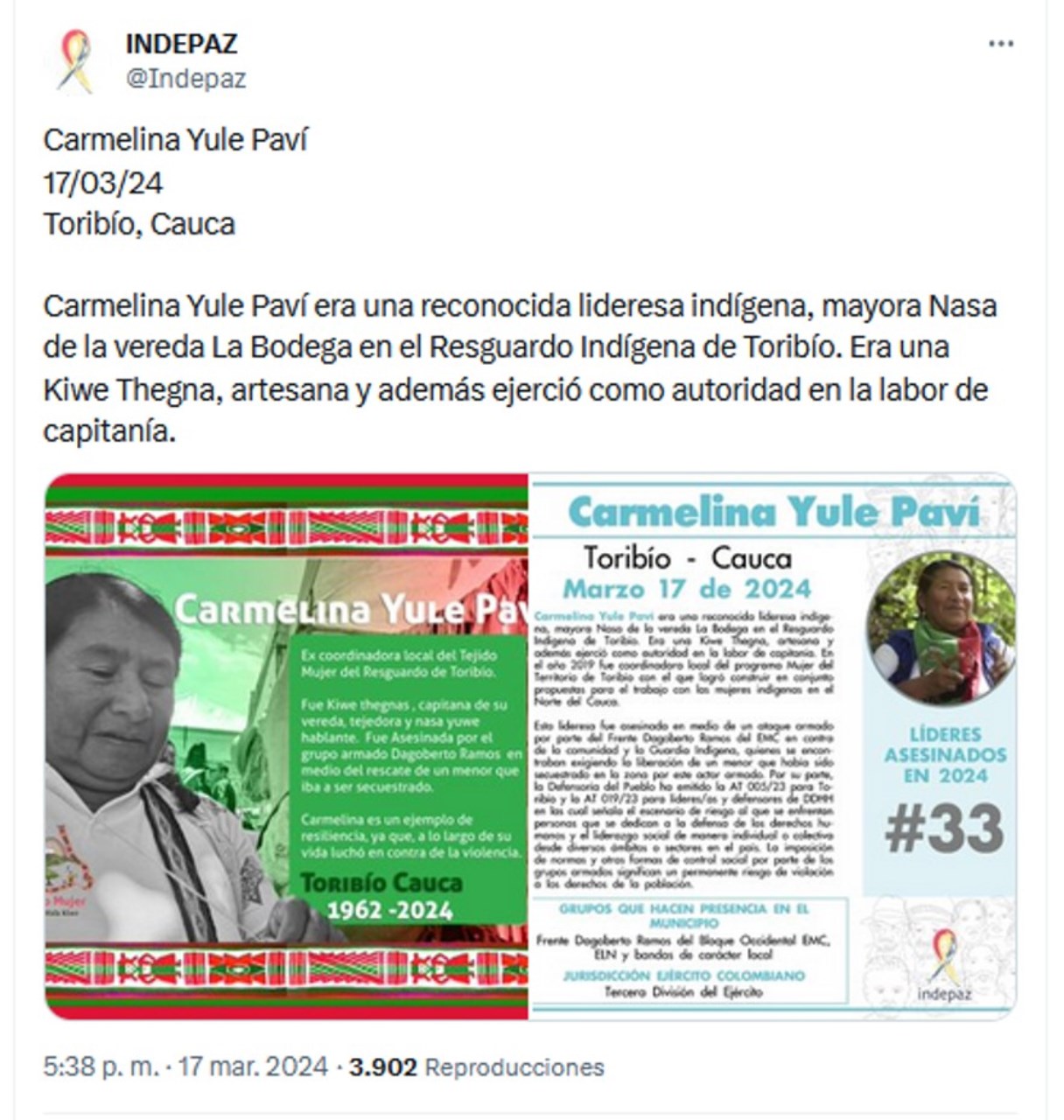 lideresa asesinada indep