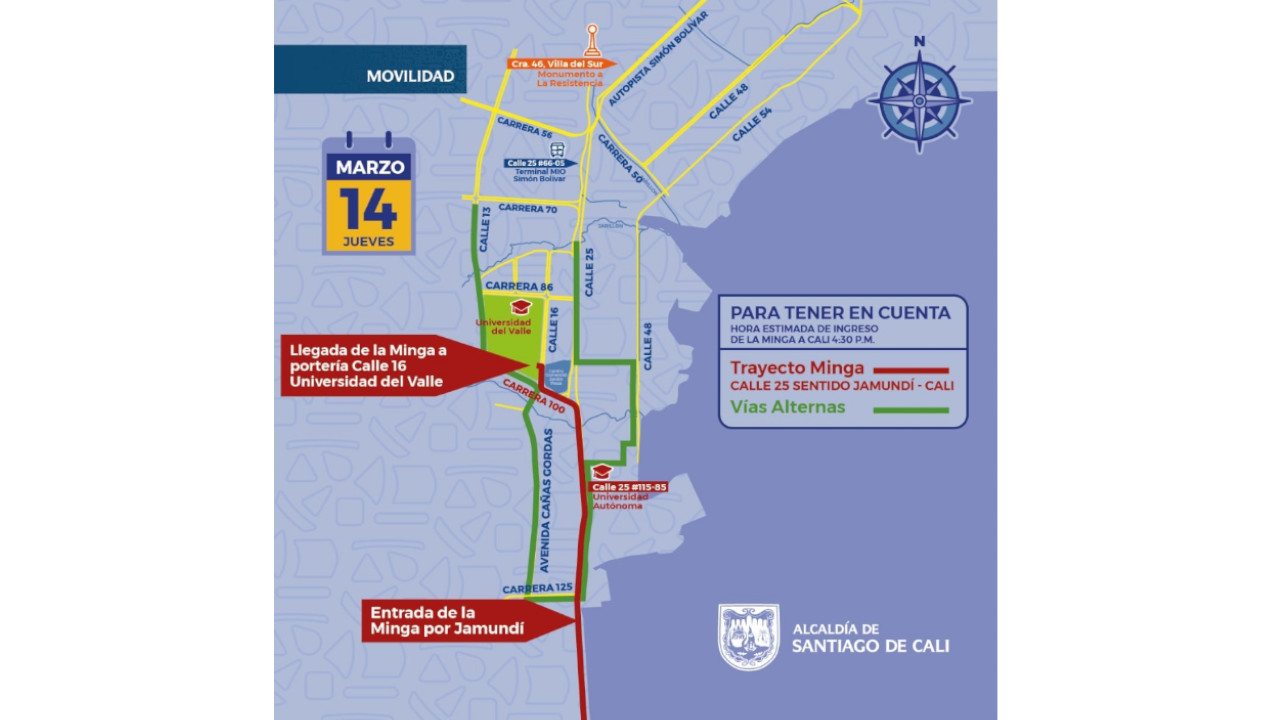 Recorridos 14 de marzo Minga Indígena