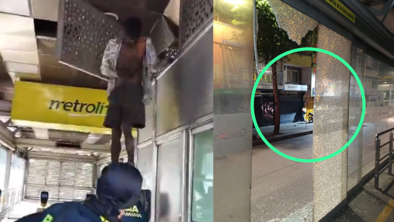 Hombre durmiendo en el techo de una estación del Metrolínea