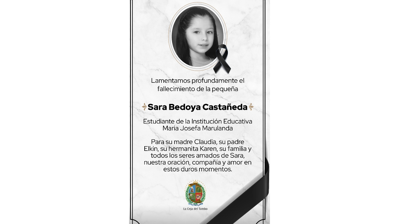 Luto en La Ceja, niña de 7 años, murió en extrañas circunstancias