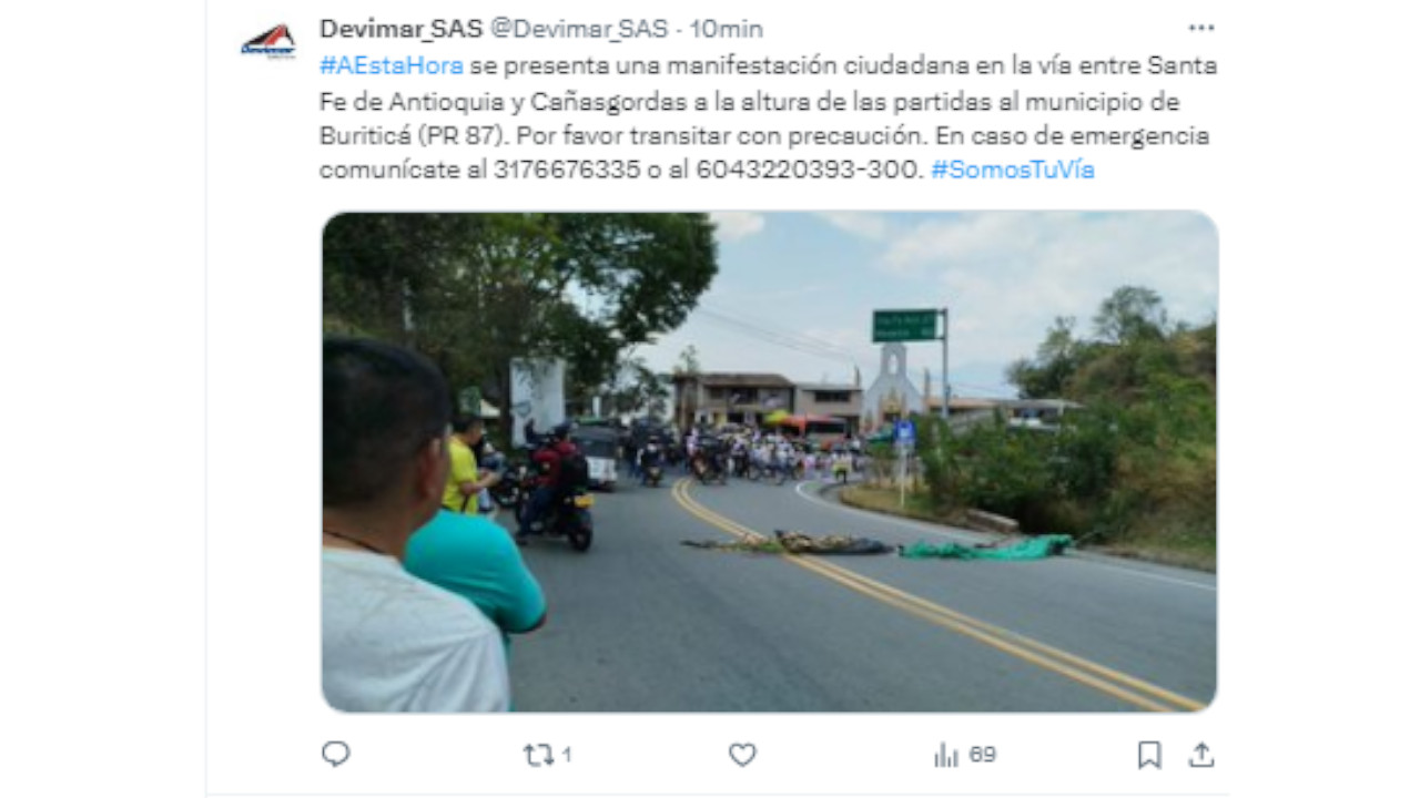 reporta manifestación ciudadana en la vía entre Santa Fe de Antioquia y Cañasgordas 10
