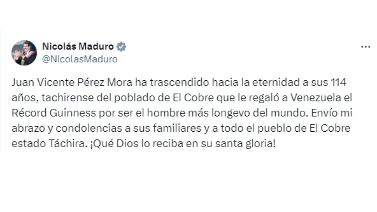 Fallece en Venezuela a los 114 años Juan Vicente Pérez, el hombre más anciano del Mundo
