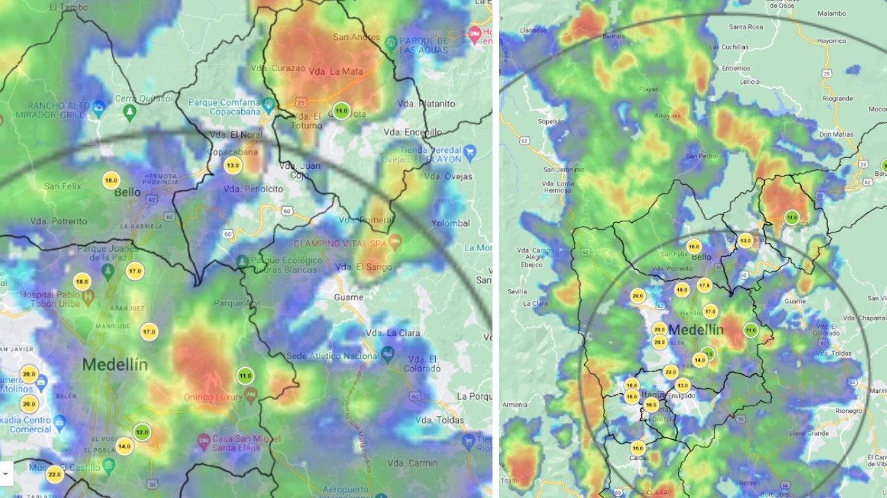 En 30 minutos se han registrado 57 descargas eléctricas sobre el Valle de Aburrá1