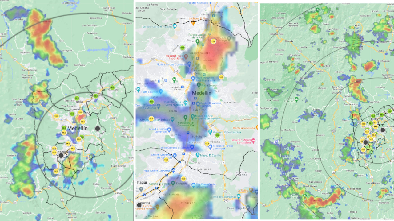 Que aguacero cae en el sur del Valle de Aburrá, así se ve desde Medellín