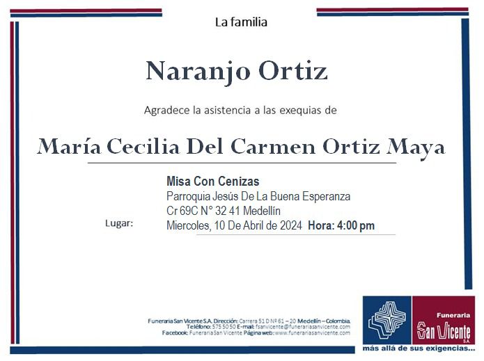 Murió María Cecilia Ortiz, esposa del ex alcalde de Medellín Sergio Naranjo