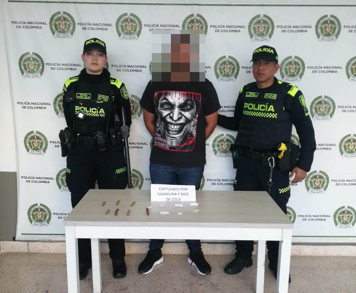 Sebastián C. O. de 24 años fue capturado por el delito de tráfico, fabricación y porte de estupefacientes