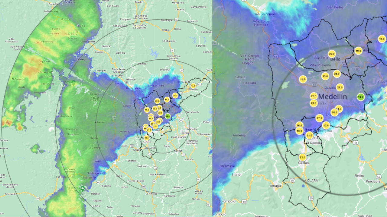 ¿Sábado pasado por agua y frío? Llueve por estos sectores del Medellín