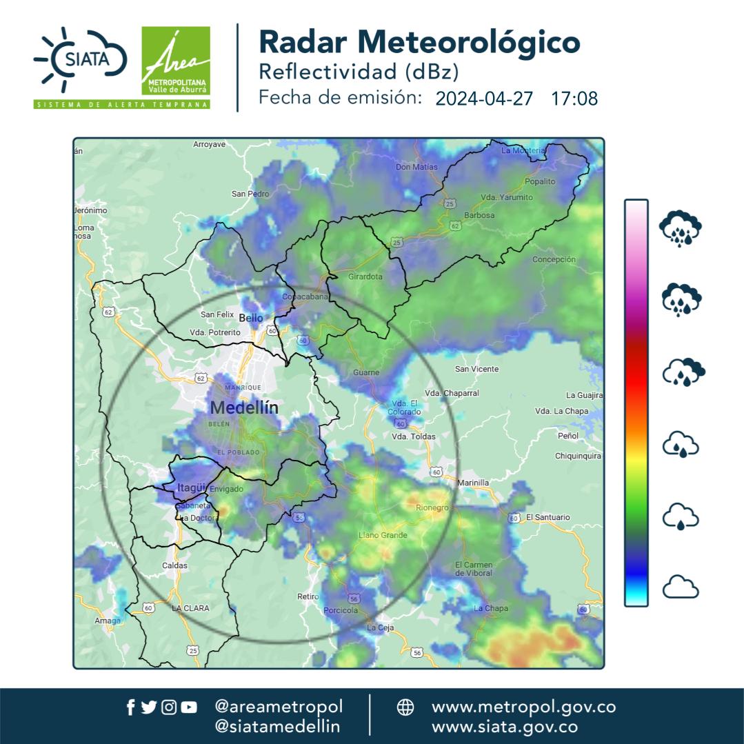 Reportan lluvias en el sur: Así se ve Itagüí y Envigado ahora