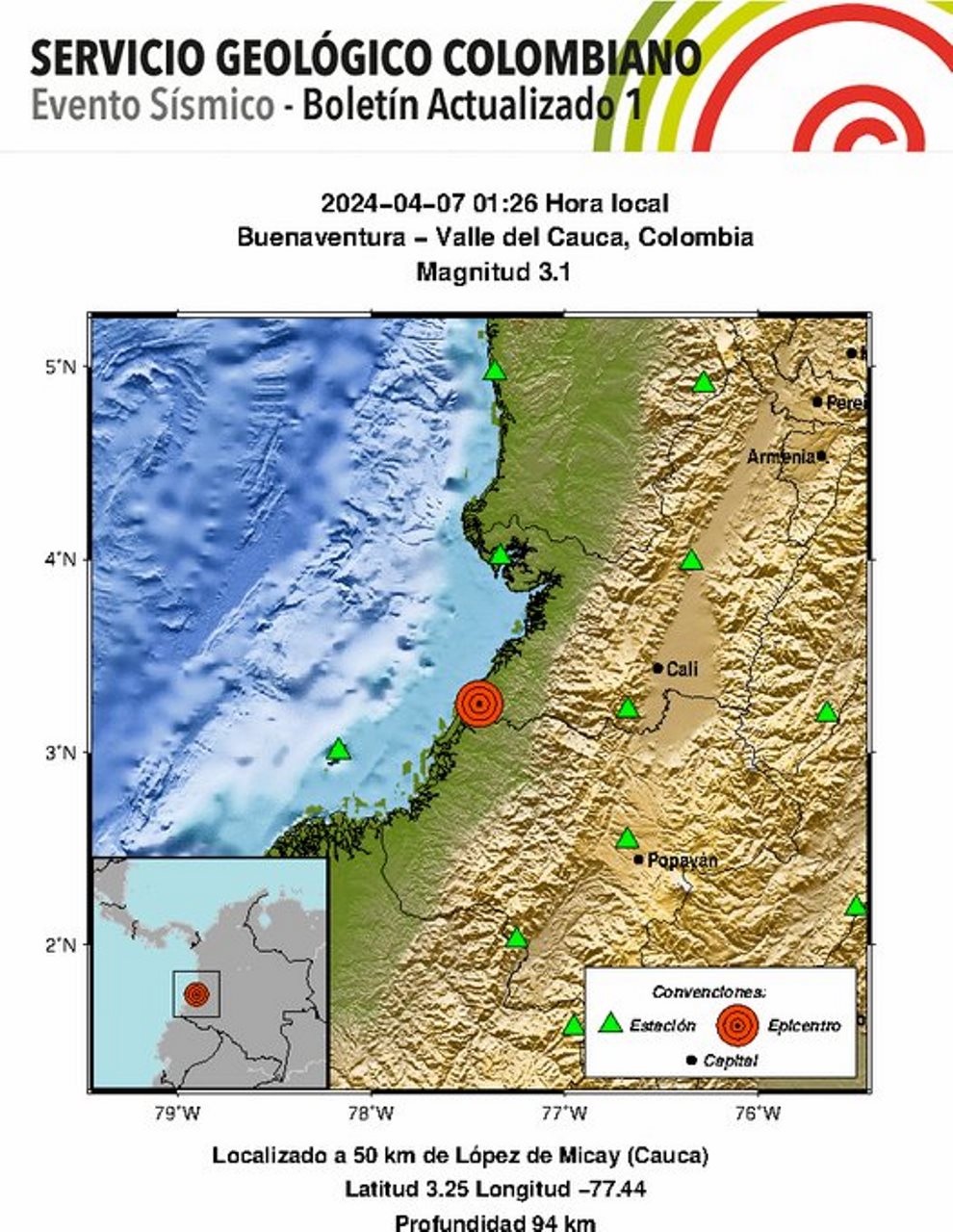 Temblor con epicentro en Buenaventura, Valle del Cauca