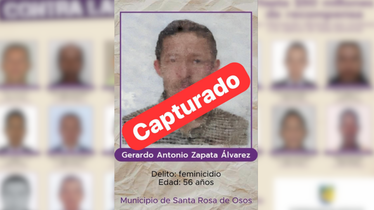 Capturaron a uno de los más buscados en Antioquia por feminicidio