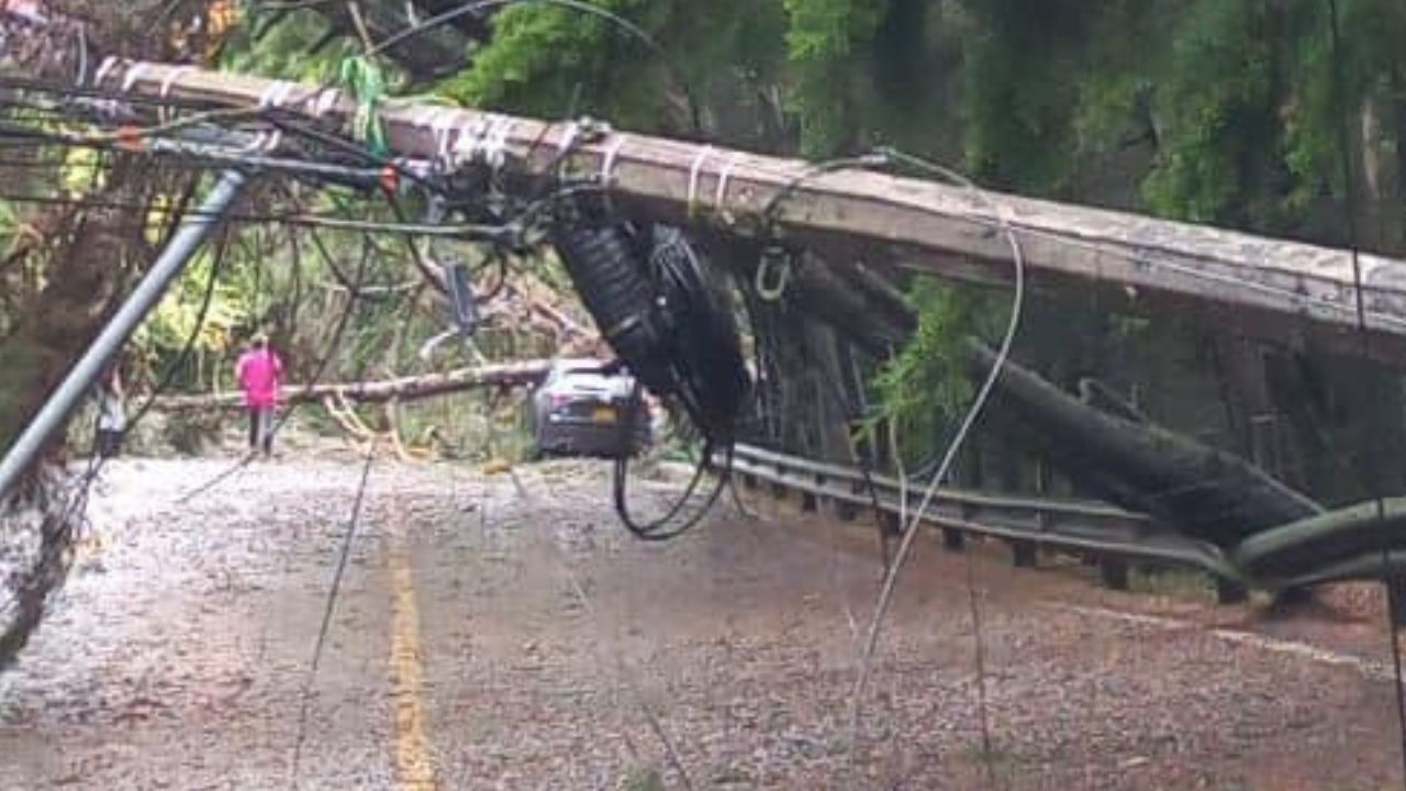 Paso a un carril en vía La Fe - El Retiro por caída de árboles y postes de energía