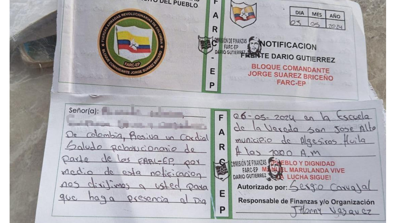 Capturan alias ‘Jhonny Vásquez’, presunto cabecilla del frente Jorge Suárez Briceño