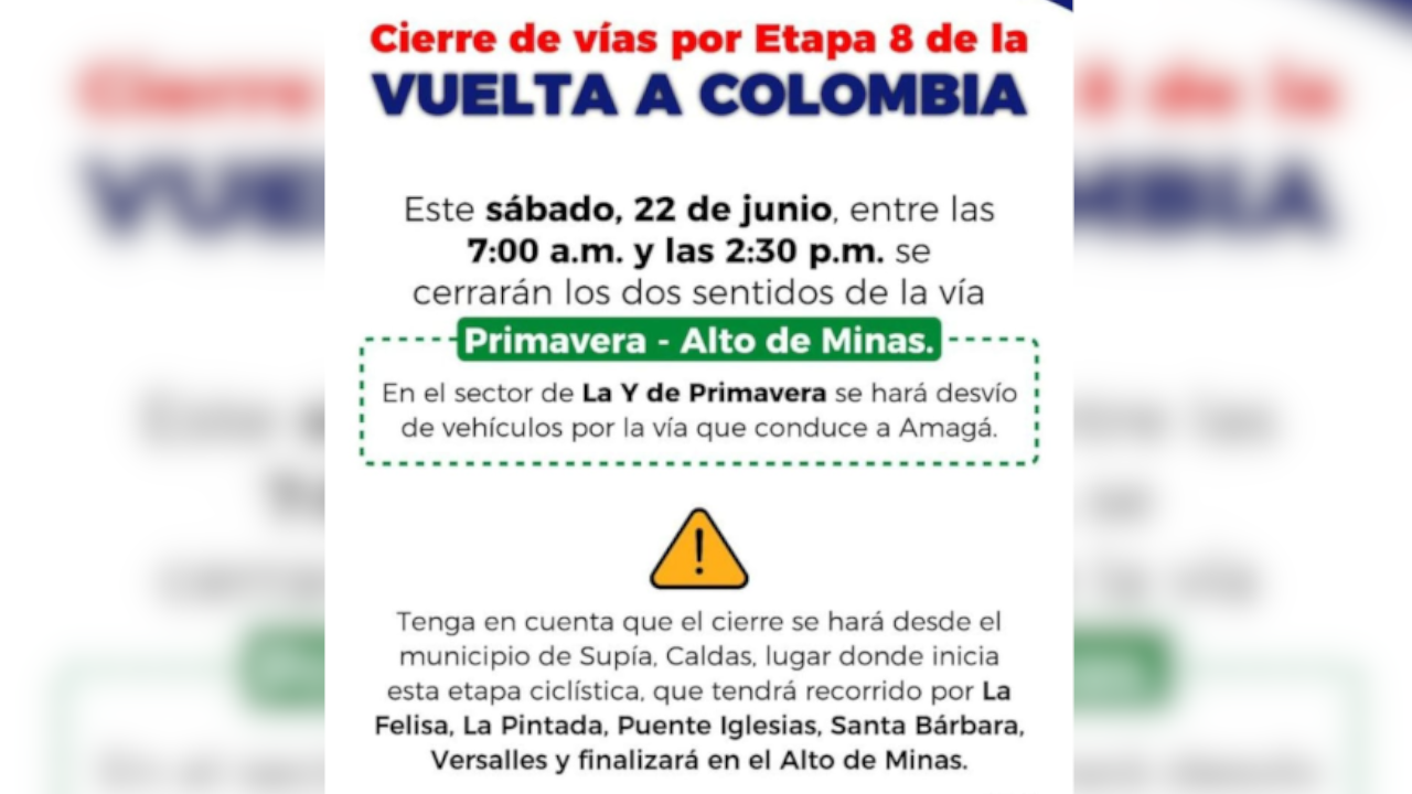 Cierre de la vía Primavera - Alto de Minas por la Vuelta a Colombia