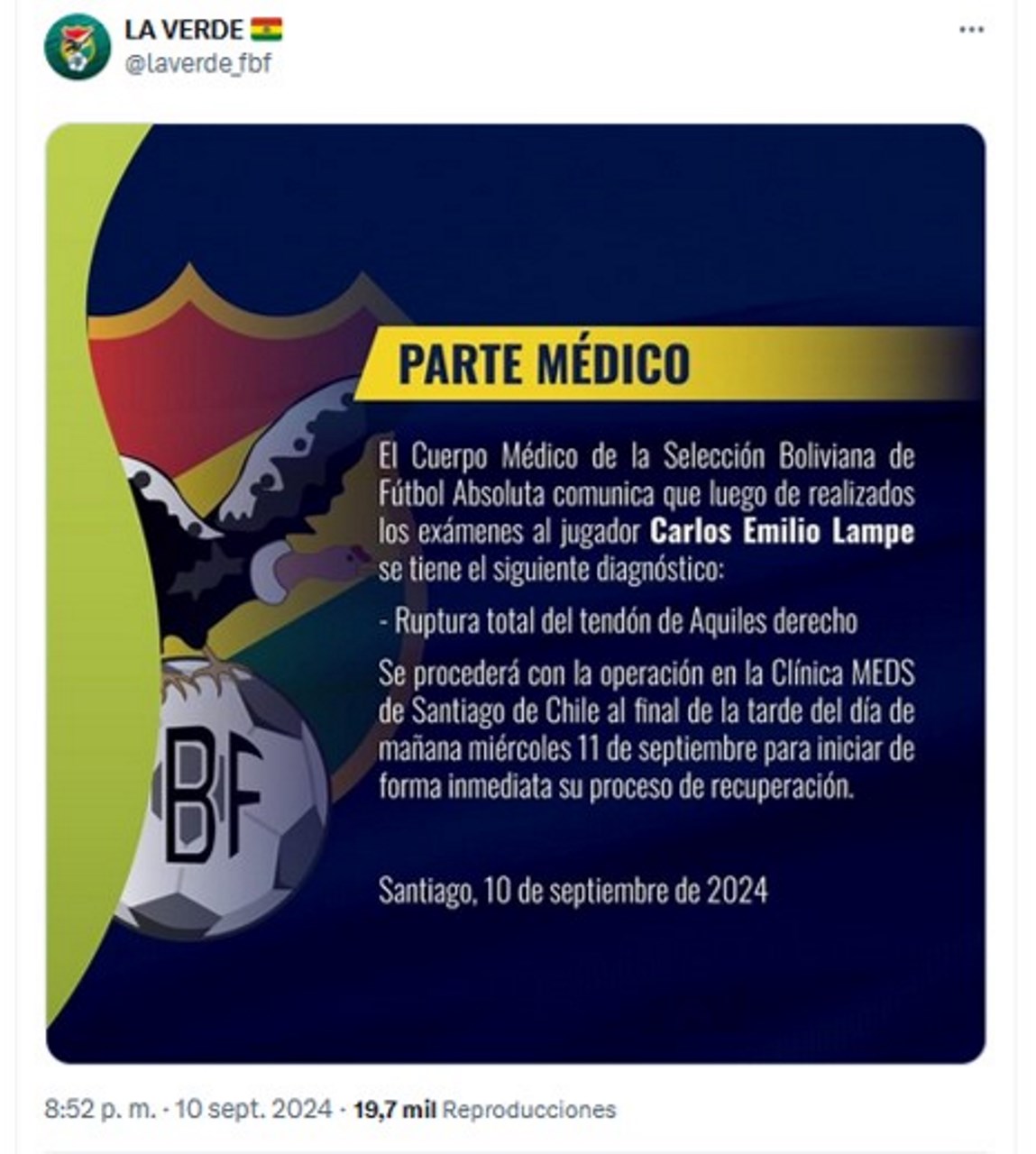 Lampe, portero de Bolivia, sufrió grave lesión que lo dejaría por fuera de las canchas al menos 6 meses 2 lampe