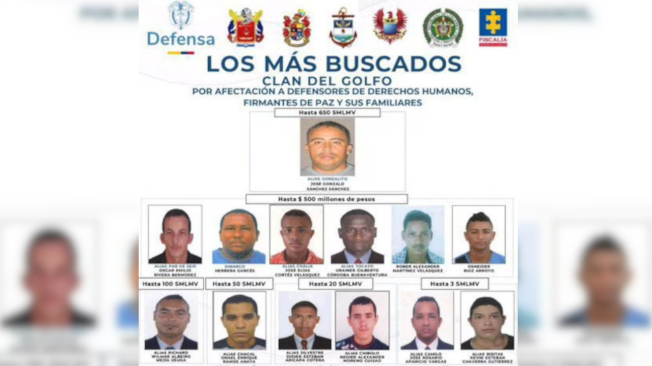 Gobierno reveló el cartel de los más buscados del Clan del Golfo